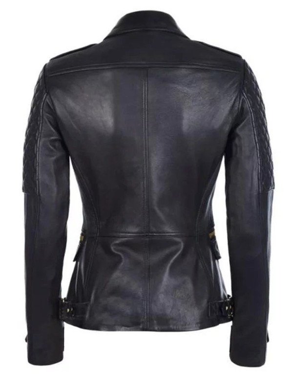 HugMe.fashion Ladies Casual Leather Jacket in Black With Shirt Collar LJK50